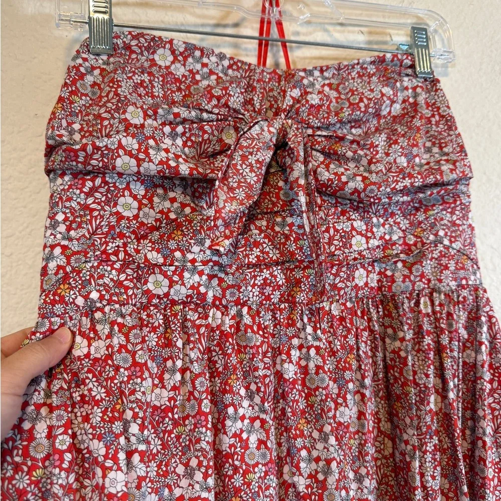 J. Crew Strapless Red Floral Dress-size 12